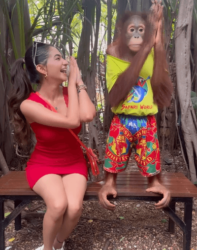 Actress Anushka Sen was seen having fun with animals