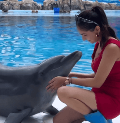 Actress Anushka Sen was seen having fun with animals