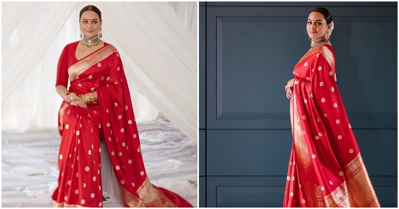 price of the red saree worn by Sonakshi Sinha