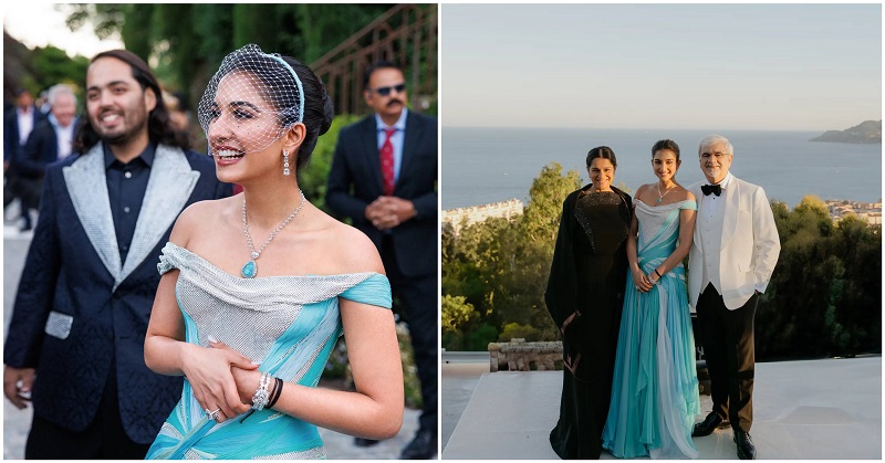 Radhika along with Anant welcomed 800 guests in a blue gown