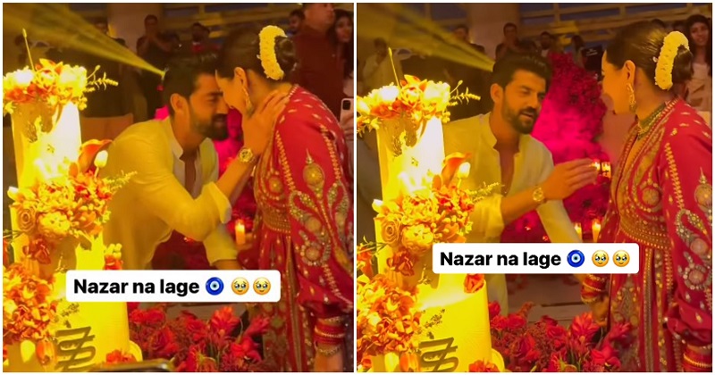 Sonakshi Sinha and Zaheer Iqbal cut the cake at the reception